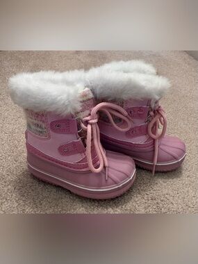 London Fog Collection Pink Faux-Fur Lined Kids Winter Boots - Size 5